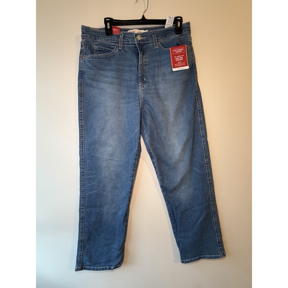 NEW! Levi Strauss Women's Straight Jeans 12 (31x27) Blue Dark‎ Wash Stretch NWT